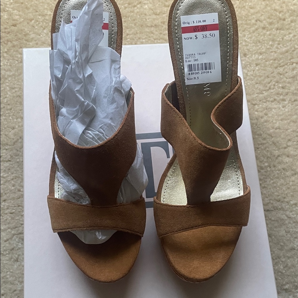Ivanka Trump Brown Suede Crossover Slip-On Mules